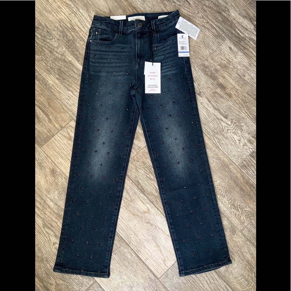 Skinny girl high rise brand straight ankle jeans